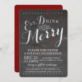 シャルクボードホリデークリスマスパーティの招待状 招待状 (正面/裏面)