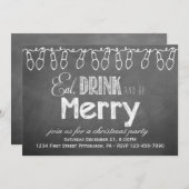 シャルクボードホリデーパーティ招待状 招待状 (正面/裏面)