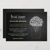 シャルクボードメイソンジャーフラワーズブライダルシャワー 招待状 (正面/裏面)