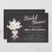 シャルクボードメイソンジャーブライダルシャワー招待状ピンク 招待状 (正面/裏面)