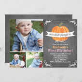 シャルクボードリトルパンプキン誕生日 招待状 (正面/裏面)