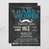 シャルクボード口ひげベビーシャワー招待状 招待状 (正面/裏面)