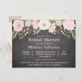 シャルクボード&フラワーズブライダルシャワーの招待 ポストカード (正面/裏面)