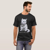 シャルコー・マリー・トゥース認知月間 グレーリボン ねこ Tシャツ (正面フル)