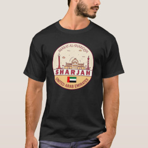シャルジャ統一されたアラブ首長国連邦シティスカイラインエンブレム Tシャツ
