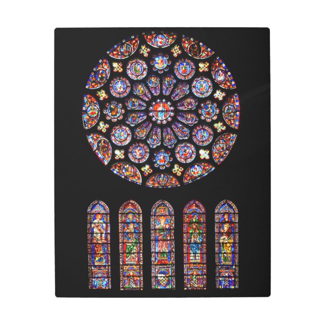 シャルトルのステンドグラス メタルプリント (正面)