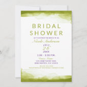 シャルトルグリーンの水彩モダン ブライダルシャワー 招待状 (正面)