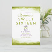 シャルトルグリーンの水彩画のようなエレガントでスイートな16歳の誕生日パーティー 招待状 (スタンド正面)