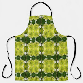 シャルトルーズグリーンの抽象的なハイドランジアの花の模様 エプロン