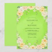 シャルトルーズペイントフラワーの結婚式 招待状 (正面/裏面)