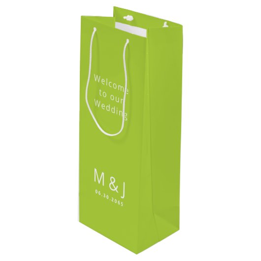 シャルトルーズホワイトモノグラムウェディングサンキューノート ワインギフトバッグ (正面アングル)