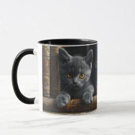 シャルトルー+子猫と本の陶器コーヒーカップ マグカップ