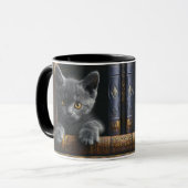 シャルトルー+子猫と本の陶器コーヒーカップ マグカップ (正面左)