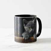 シャルトルー+子猫と本の陶器コーヒーカップ マグカップ (正面右)