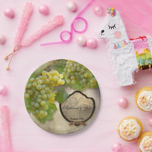 シャルドネブドウ畑サインヴィンテージウェディング ペーパープレート (パーティー)