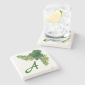 シャルドネホワイトワインブドウカスタムズモノグラム ストーンコースター (横)