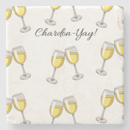 シャルドン・イエ！ホワイトワイングラス ストーンコースター