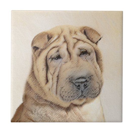 シャルペイ絵画さん-かわいいオリジナルの犬アート タイル (正面)