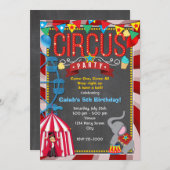 シャルボードおもしろいカーニバル誕生日パーティーの招待 招待状 (正面/裏面)