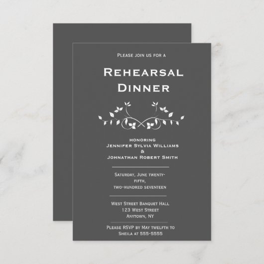 シャルボードつる植物リハーサルディナー招待状 招待状 (正面/裏面)