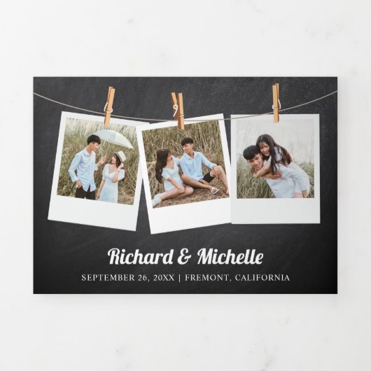 シャルボードアイボリーフローラメイスンジャールライツ結婚ズ 三つ折り招待状 (カバー)