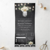 シャルボードアイボリーフローラメイスンジャールライツ結婚ズ 三つ折り招待状 (内部)