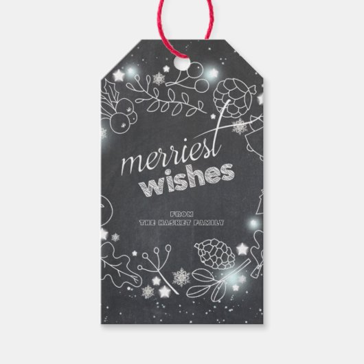 シャルボードウィンターボタニカルクリスマスホリデー ギフトタグ (正面)