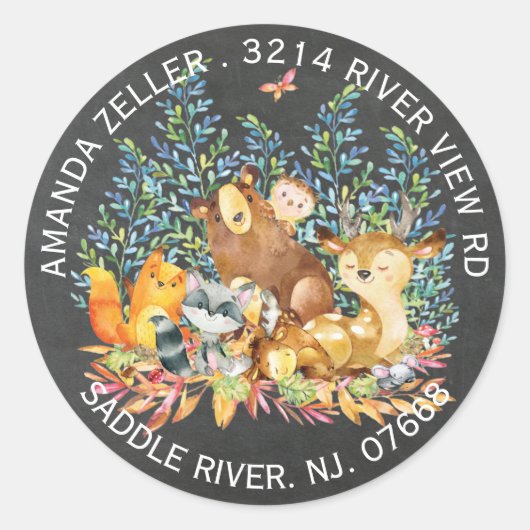 シャルボードウッドランドベビーシャワー住所 シール (正面)