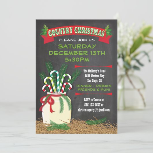 シャルボードカントリーウエスタンクリスマスパーティー招待状 招待状 (スタンド正面)