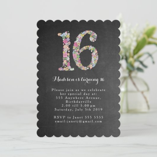 シャルボードガールズフローラ16thバースデーパーティー招待状 招待状 (スタンド正面)