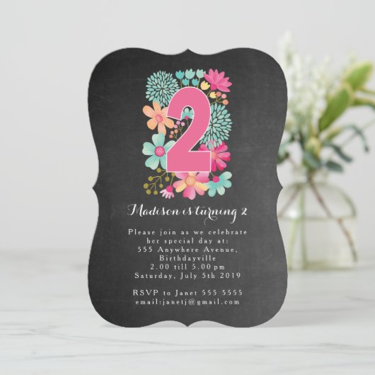 シャルボードガールズフローラ2nd誕生日パーティー招待状 招待状 (スタンド正面)