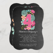 シャルボードガールズフローラ4th誕生日パーティー招待状 招待状 (正面/裏面)