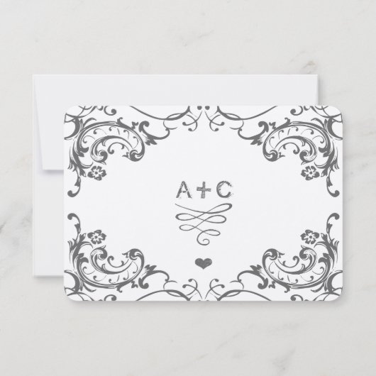 シャルボードキュートハートイニシャルタイポグラフィRSVP 出欠カード (裏面)