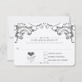 シャルボードキュートハートイニシャルタイポグラフィRSVP 出欠カード (正面)