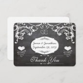 シャルボードキュートハートイニシャルタイポグラフィRSVP 出欠カード (正面/裏面)