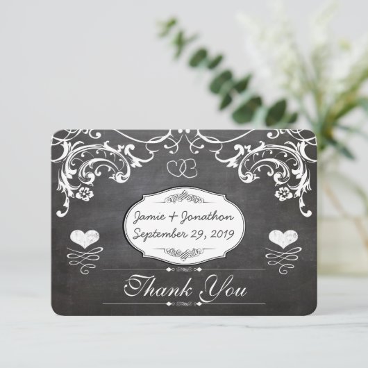 シャルボードキュートハートイニシャルタイポグラフィRSVP 出欠カード (スタンド正面)