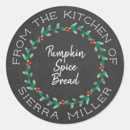 シャルボードクリスマスホリーリースキッチントリート ラウンドシール