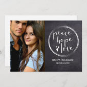 シャルボードクリスマス平和ホープ愛パーソナライズされた シーズンカード (正面/裏面)