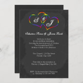 シャルボードゲイプライドレインボーハートドードル結婚ズ 招待状 (正面/裏面)