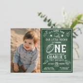 シャルボードサッカーすべてのスター写真1st誕生日 招待状 (スタンド正面)