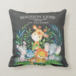 シャルボードサファリガールボーイ誕生統計ピロー クッション