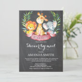 シャルボードサファリジャングルガールベビーシャワーバイメール 招待状 (スタンド正面)