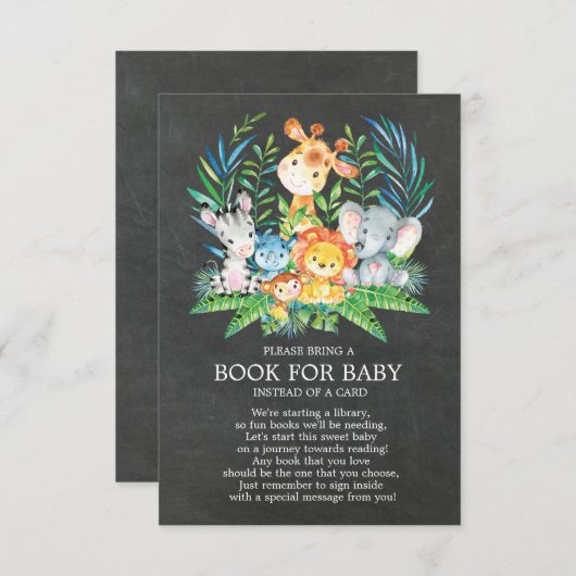 シャルボードサファリジャングルベビーシャワーブックベビー エンクロージャーカード (正面/裏面)