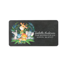 シャルボードサファリジャングルベビーシャワー住所 シール