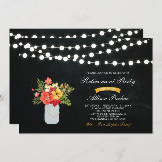 シャルボードサプライズリタイオメントパーティの招待状 招待状 (正面/裏面)