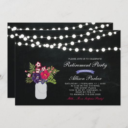 シャルボードサプライズリタイオメントパーティの招待状 招待状 (正面/裏面)