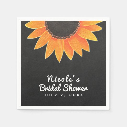 シャルボードサンフラワーカ素朴ントリーブライダルシャワー スタンダードカクテルナプキン (正面)