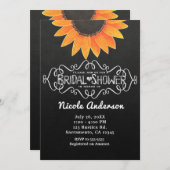 シャルボードサンフラワーカ素朴ントリーブライダルシャワー 招待状 (正面/裏面)