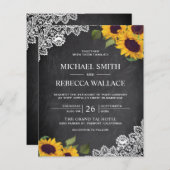 シャルボードサンフラワーバジェット結婚式招待状 (正面/裏面)