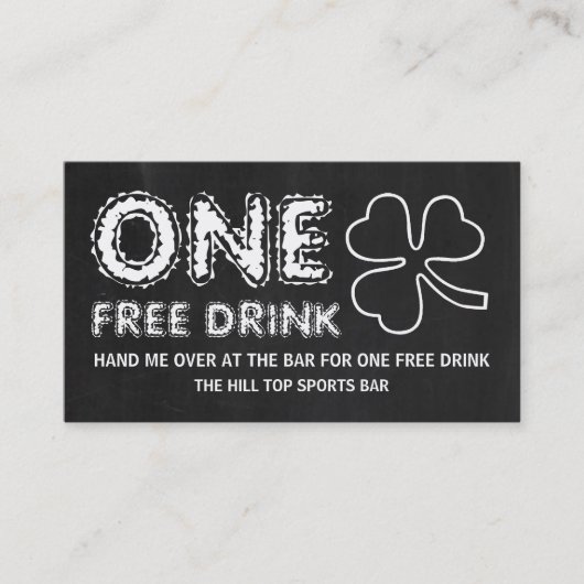 シャルボードシャムロックセントパトリックのデイドリンクチケット 名刺 (正面)